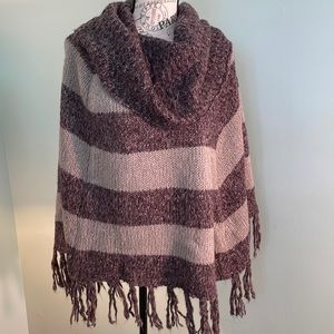 Gray and purple Sweater poncho never worn